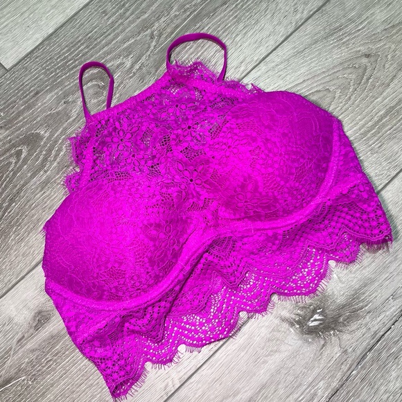 Victoria's Secret PINK high neck lace pushup underwire bralette S AA-C - Picture 1 of 5